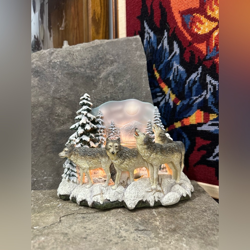 Winter Wolf Pack Candle Holder